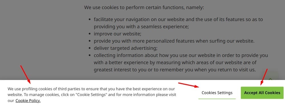 Acer cookie consent notice