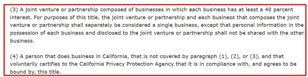 CCPA CPRA Definition of Business Partnership - Updated