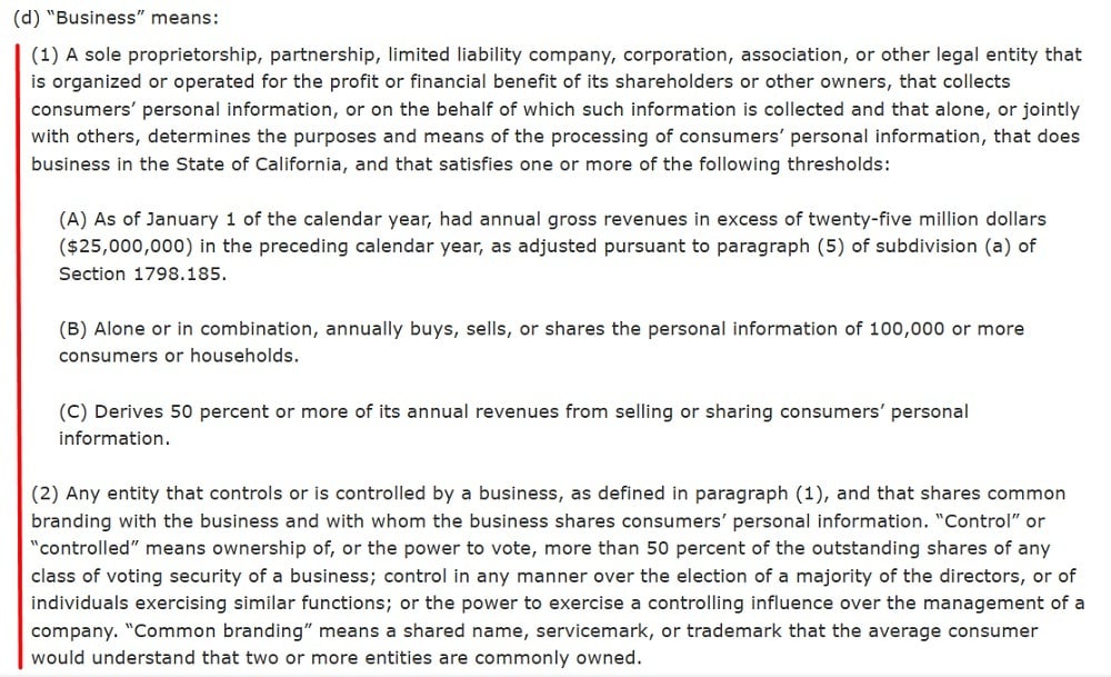 CCPA CPRA Definition of Business - Updated