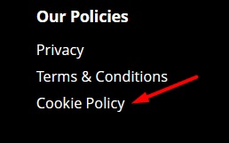 Cyprus Pizza Hut website footer with Cookie Policy link highlighted