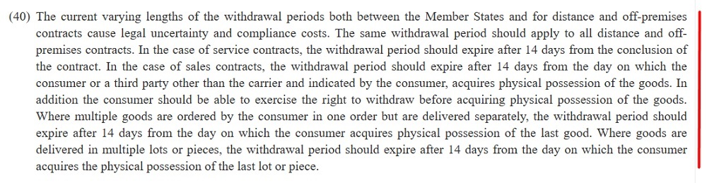 EUR-Lex: Consumer Rights Directive Section 40