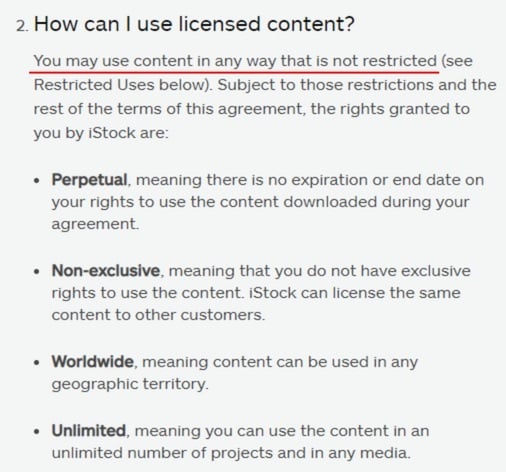 iStock Content License Agreement: How can I use licensed content section