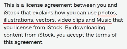 iStock Content License Agreement: Intro section