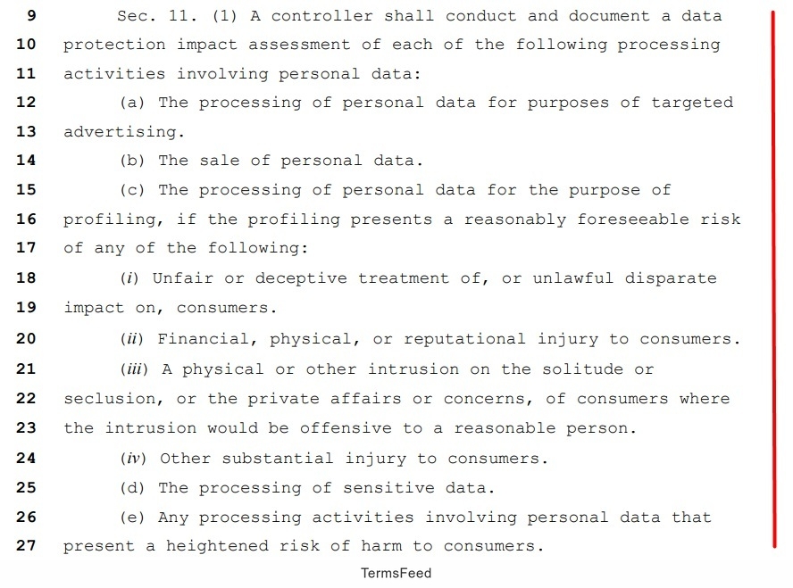 Michigan PDPA Section 11: Data Protection Impact Assessment