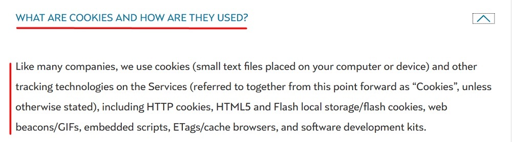 NBCUniversal Cookie Notice: What are Cookies and how are they used clause