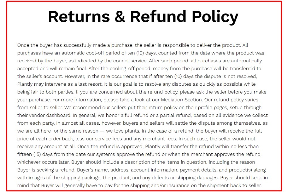 Plantly io Returns and Refund Policy
