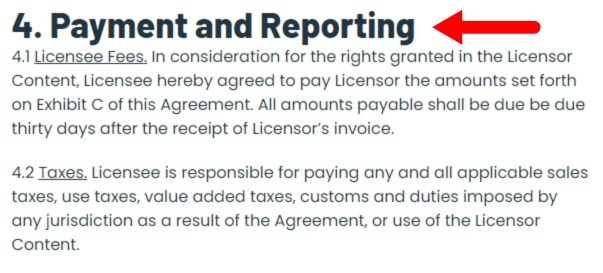 TechChange Content Licensing Agreement: Payment and Reporting clause