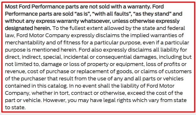 Ford Consumer Disclaimer Notice: Warranty as-is