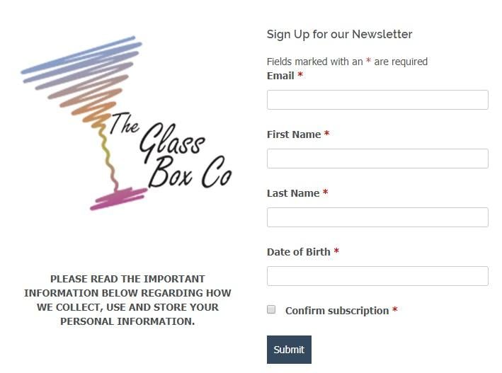 The Glass Box Co Newsletter sign up form