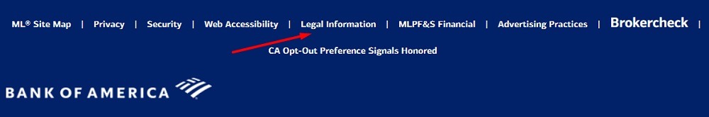Merrill website footer with Legal Information link highlighted