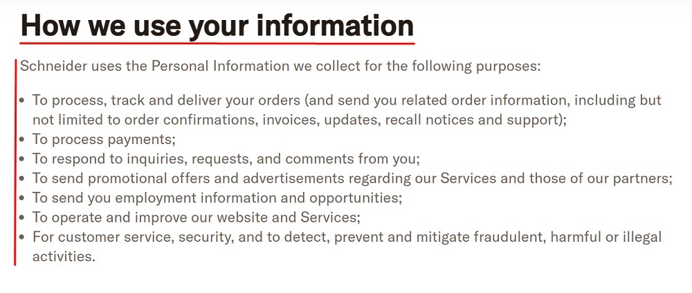 Schneider Privacy Policy: How we use your information clause