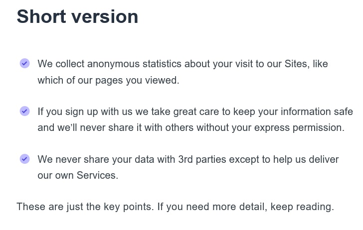 Silktide Privacy Policy: Short version