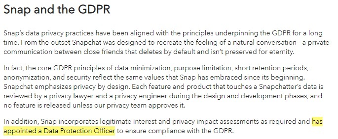 Snap and the GDPR: Intro section