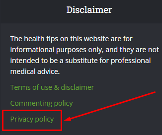YourHealthMatters homepage footer with Privacy Policy link highlighted