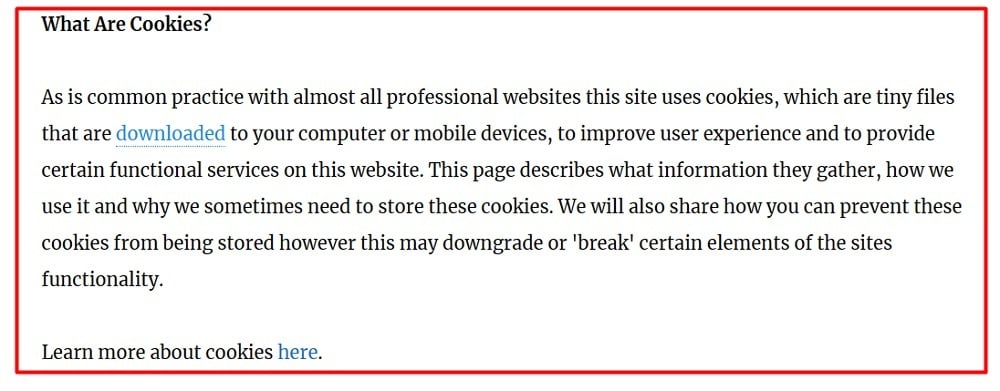 Techuber Cookie Policy: What are Cookies clause