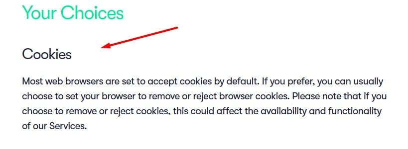 Waymo Privacy Policy: Cookies clause