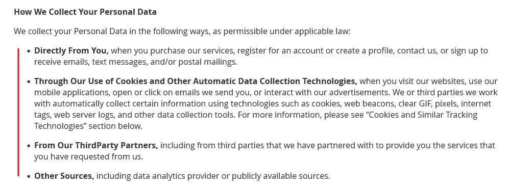 MeWe Privacy Policy: How we collect your personal data clause