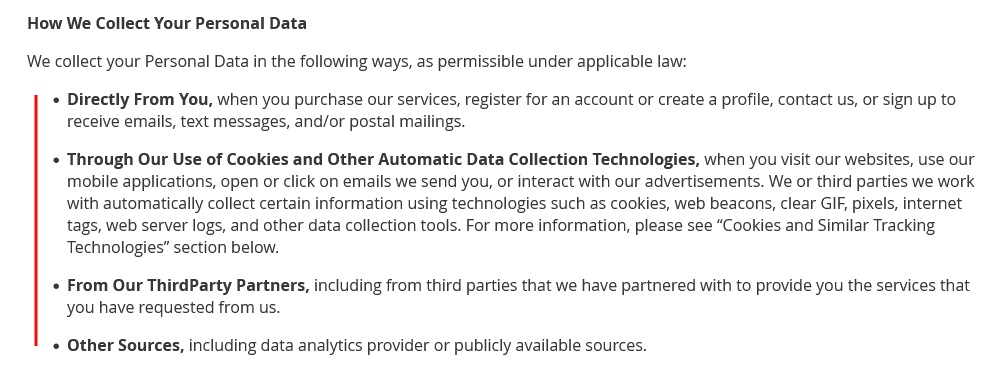 MeWe Privacy Policy: How we collect your personal data clause