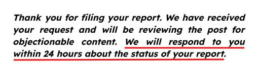 Example of the report request response