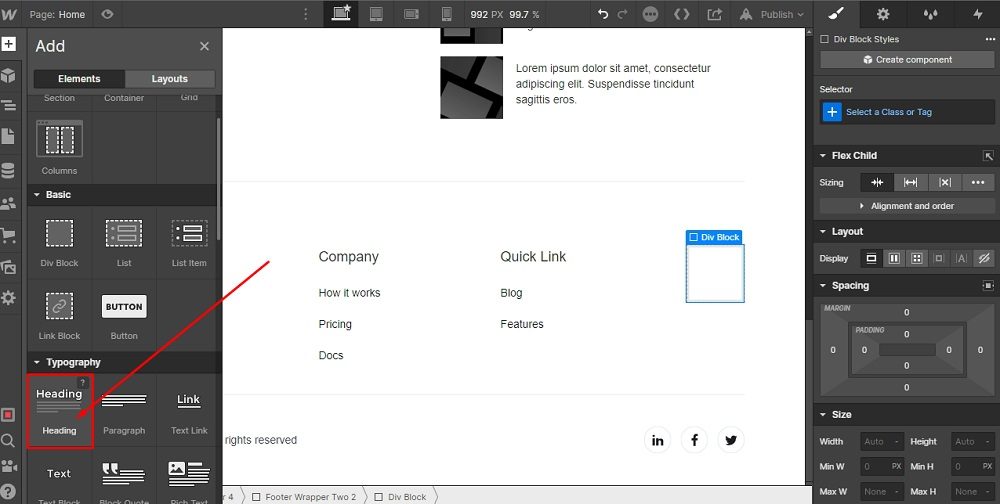 TermsFeed Webflow: Add Elements - Typography - Heading highlighted