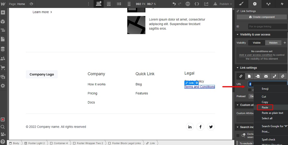 How to Add a Terms and Conditions URL on a Webflow Website - TermsFeed