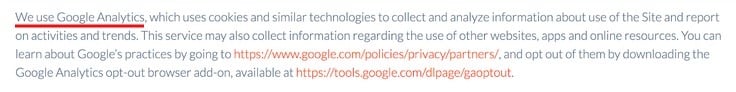 Amunix Privacy Policy: Google Analytics clause