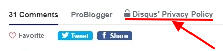 Disqus Privacy Policy link in blog comments section