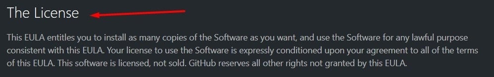 GitHub EULA: The License section