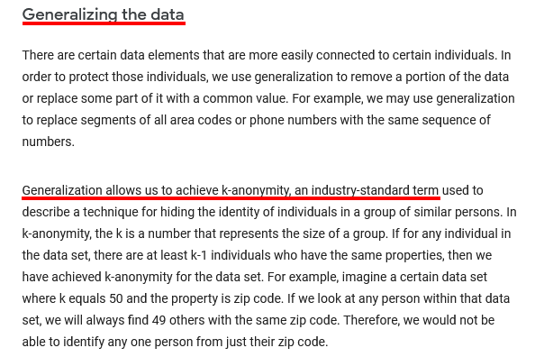 Google Privacy Policy: Generalizing the data clause