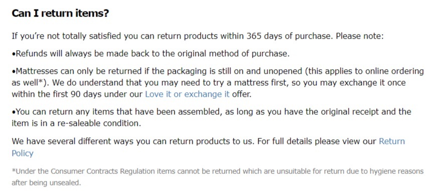 IKEA Returns and Product Issues: Can I return items section
