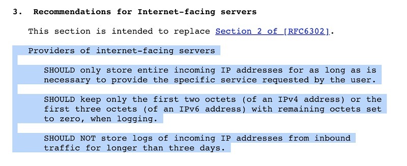 IntArea Working Group Logging Recommendations for Internet-Facing Servers: Providers section