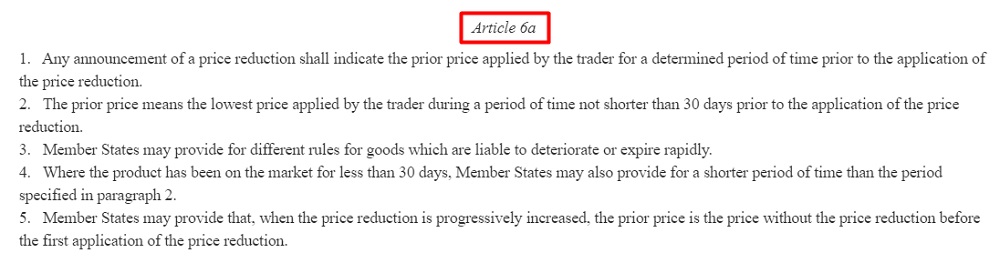 EU Price Indication Directive: Article 6a