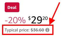 Generic Deal and typical price screenshot