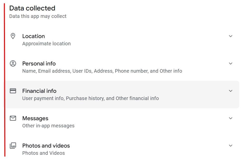 TikTok Google Play Store Data Safety page