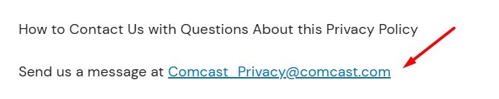 Comcast Privacy Statement: Contact clause