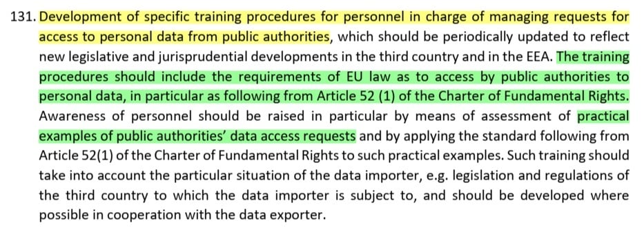 EDPB Recommendations on measures that supplement transfer tools - Section 131