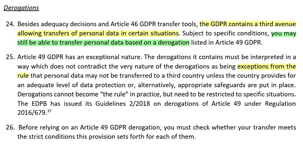 EDPB Recommendations on measures that supplement transfer tools - Sections 24 through 26