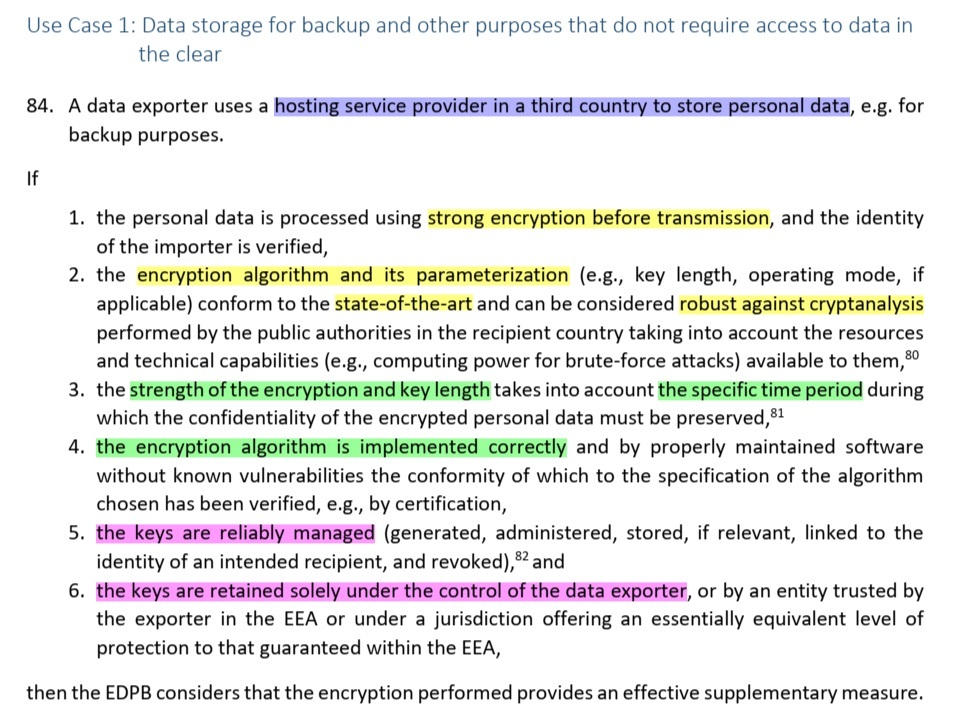 EDPB Recommendations on measures that supplement transfer tools - Use Case 1