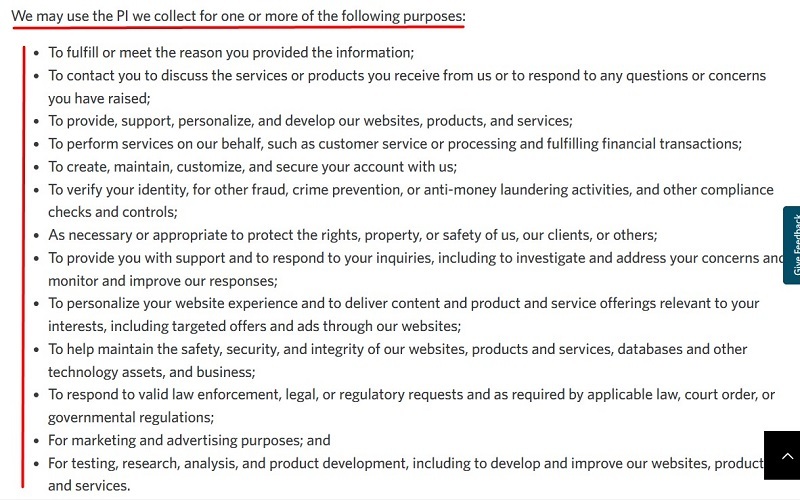 Edward Jones Privacy Policy Use purposes clause