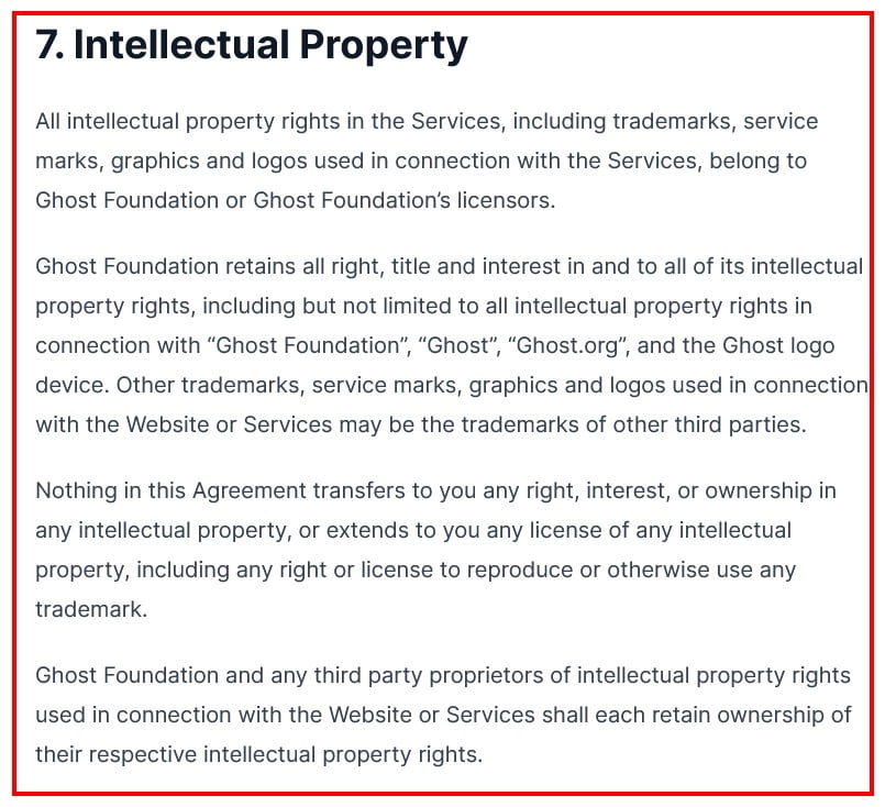 Ghost Terms of Service: Intellectual property clause