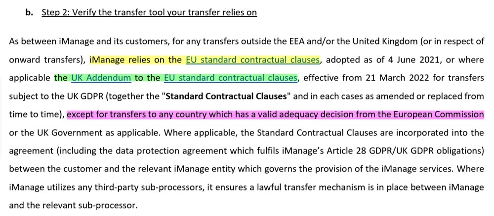 iManage Transfer Impact Assessment: Step 2: Verify the transfer tool your transfer relies on