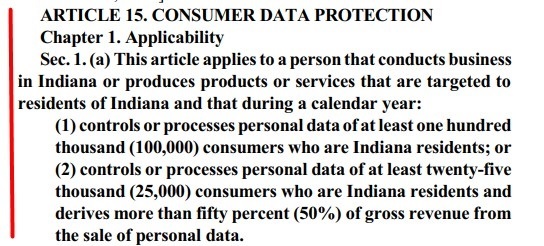 Indiana CDPA Article 15 Chapter 1 Section 1a excerpt