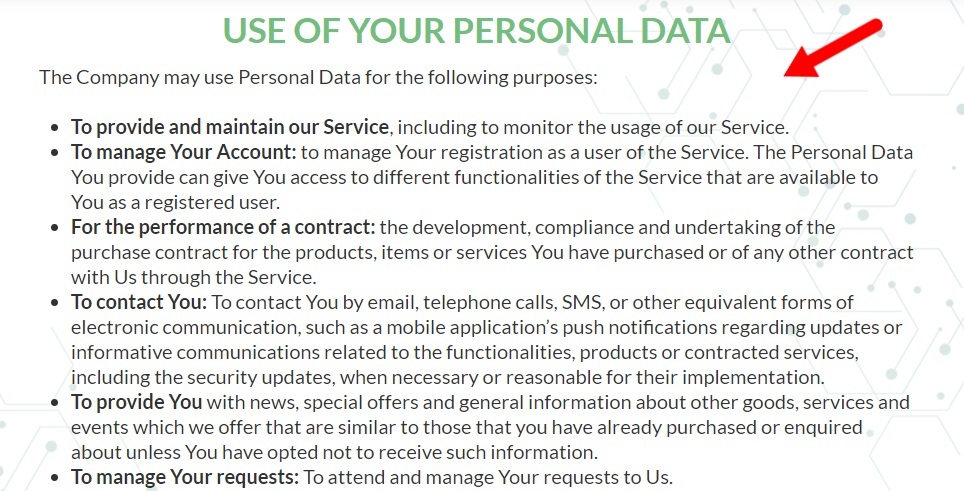 Mauka Digital Privacy Policy: Use of your personal data clause