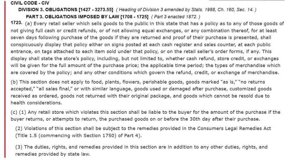 California Civil Code Section 1723