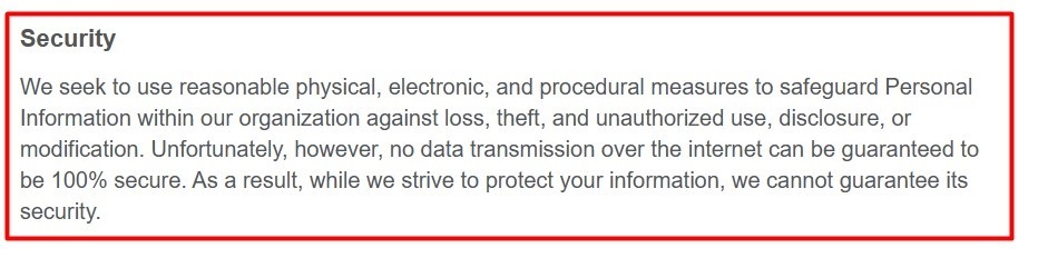Citigroup Privacy Notice: Security clause