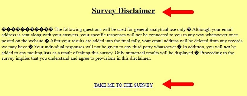 Generic Survey Disclaimer and Survey link
