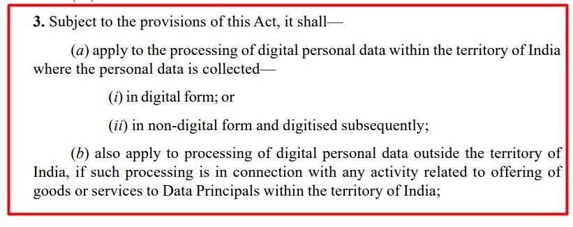 India DPDP: When Act applies section