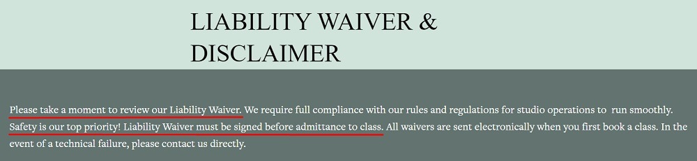 Plates Coven: Liability Waiver and Disclaimer intro section