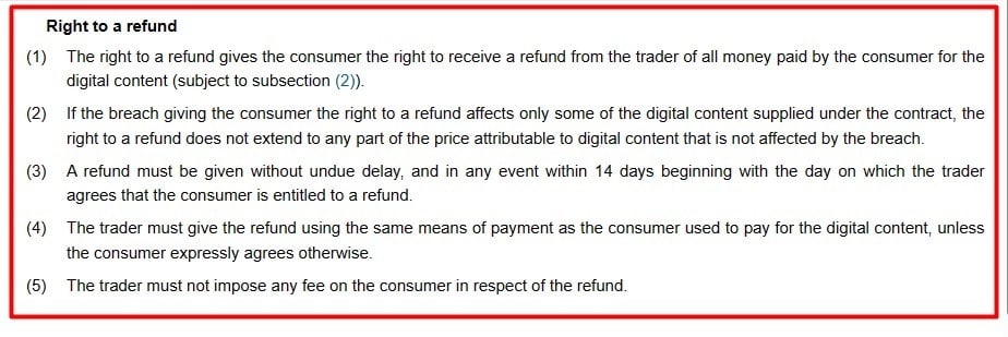 UK Consumer Rights Act 2015: Chapter 3 Section 45