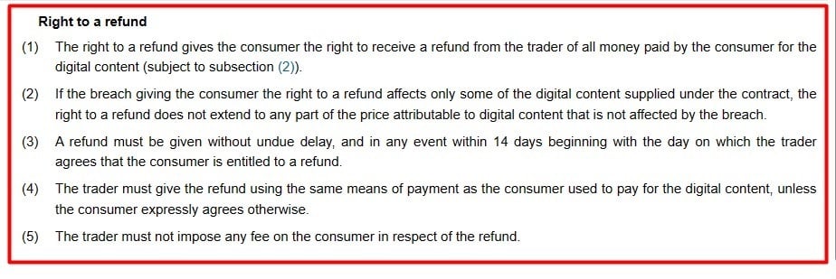 UK Consumer Rights Act 2015: Chapter 3 Section 45